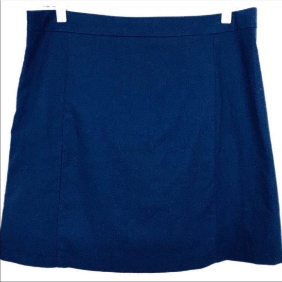 Linen Lux Navy Ruffle Skirt - Picture 2 of 8